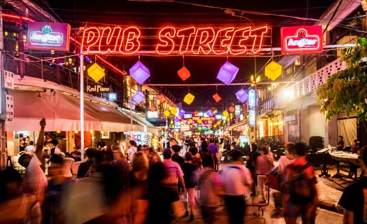 Nightlife street in Siem Reap