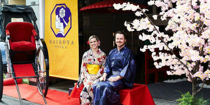 Kimono-theeceremonie door MAIKOYA Osaka