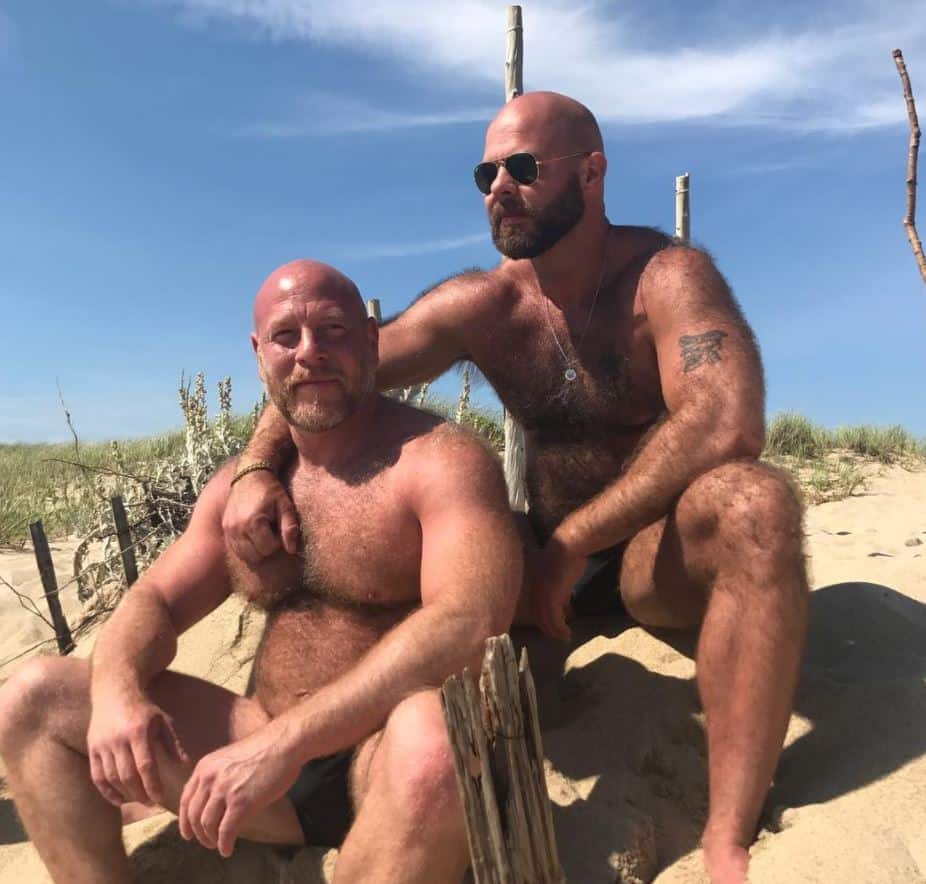 Gay men naked on beach