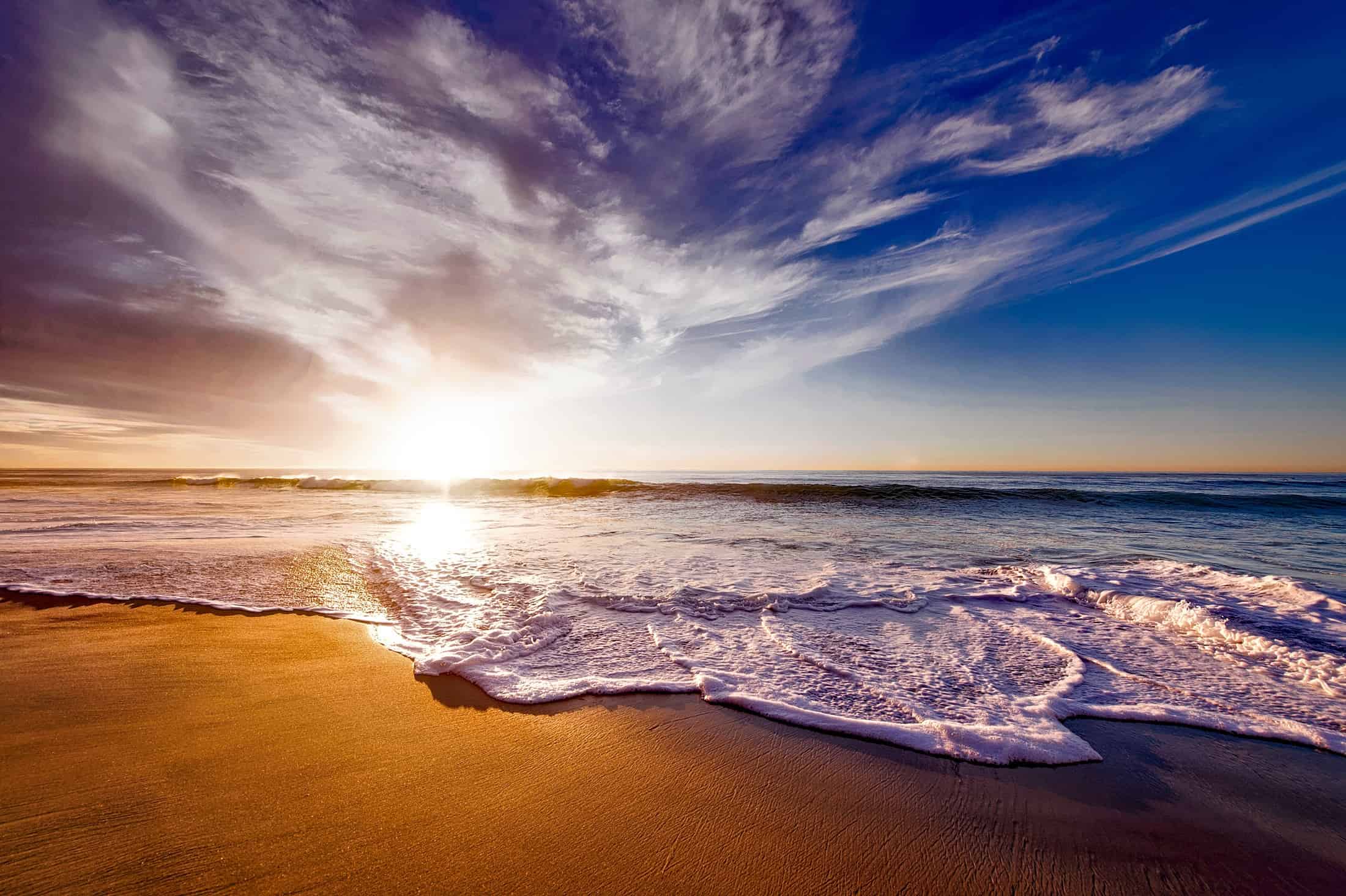 playa, mar, puesta de sol