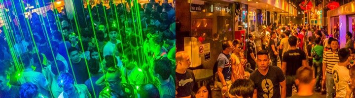 Gay bars and DJ Station club Bangkok at night