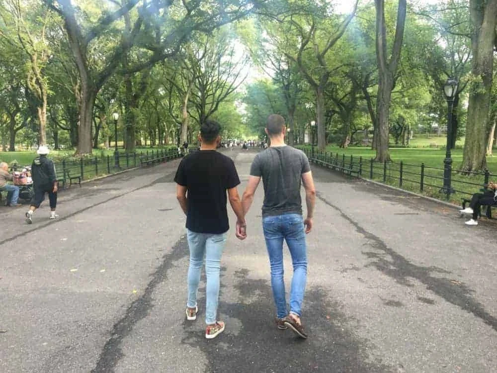 Gay couple in Central Park New York Gay couple in Central Park New York